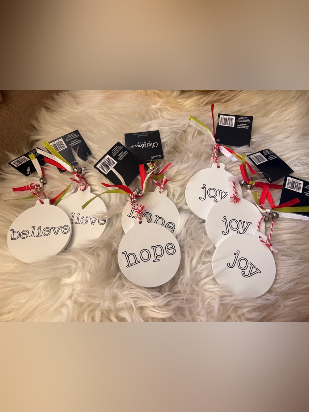 7! Home Holiday 'Believe, Hope, Joy' White Ornament Set